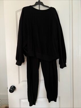 Old Navy Black Ribbed Lounge Pants & Pullover Set